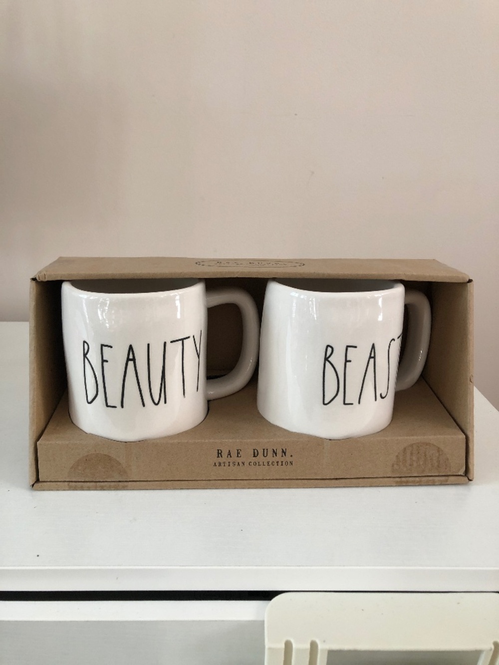 NWT Rae Dunn BEAUTY & BEAST Ceramic Mug Set